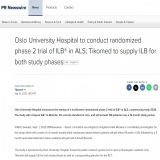 奥斯陆大学医院将开展ILB®治疗肌萎缩侧索硬化症(ALS)的随机II期临床试验；提科医疗(Tikomed)将为试验两阶段提供ILB®