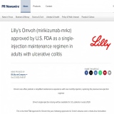 礼来米利珠单抗(mirikizumab)获美国FDA批准，用于成人溃疡性结肠炎单针维持治疗方案