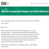  ESMO呼吁欧盟关键药物法案中制定肿瘤学专用保障措施